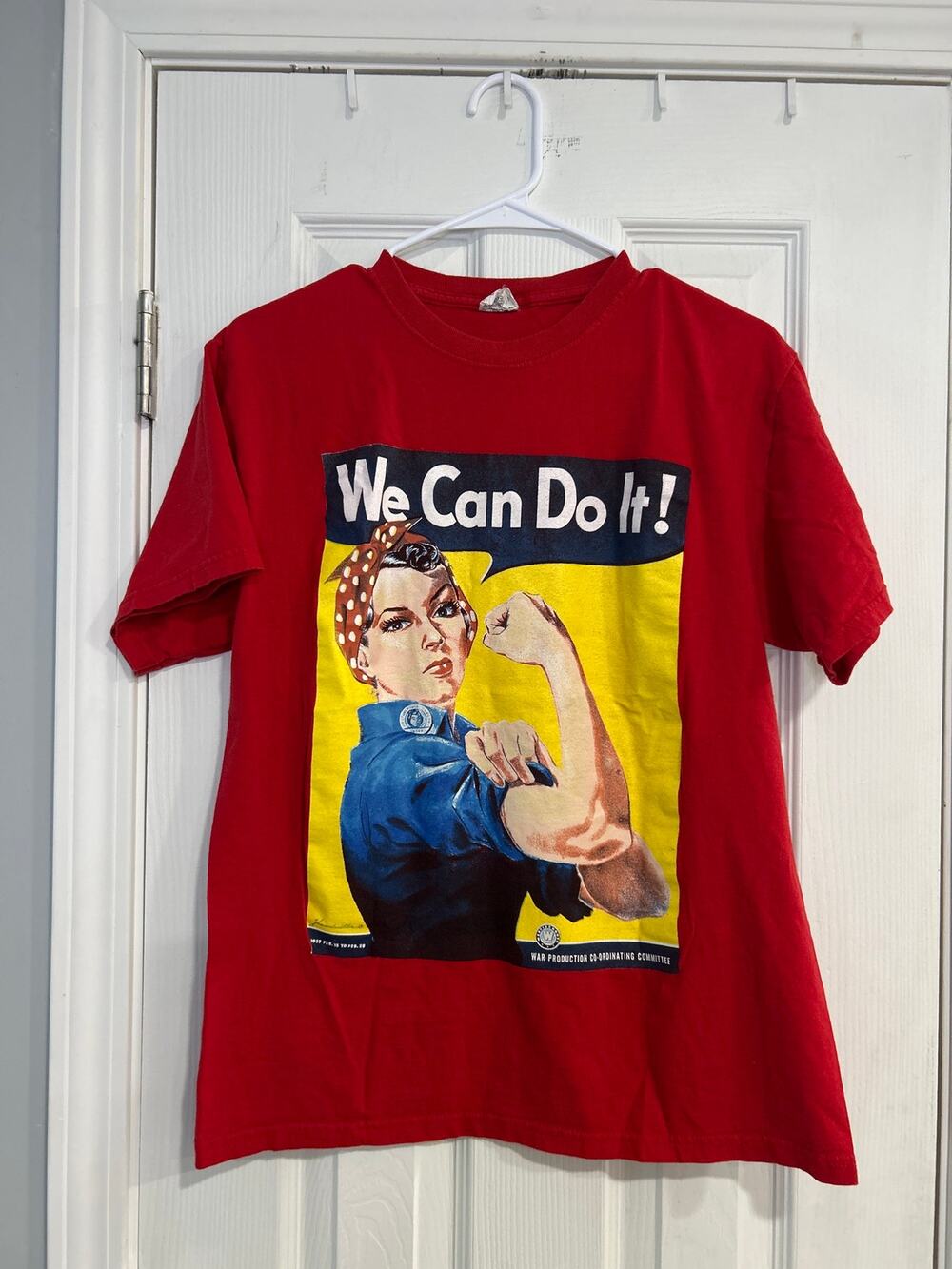 VTG 90s Jerzees Heavyweight Red T Shirt M Rosie Riveter We Can Do It WWII Museum